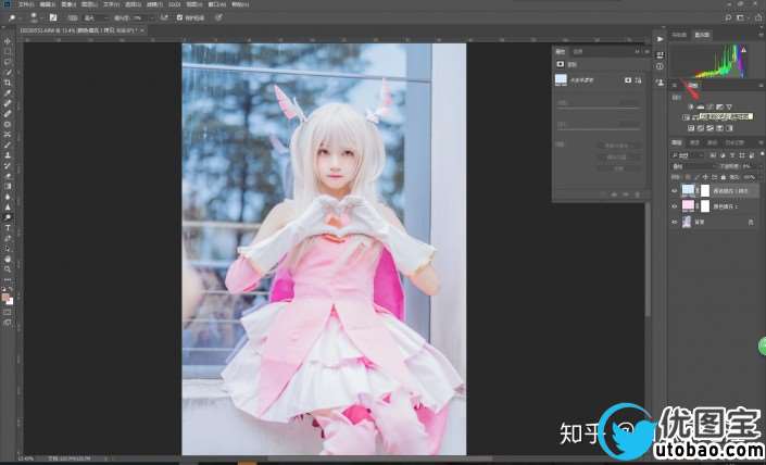 粉色调，用PS把动漫cosplay人像调成嫩粉色_www.utobao.com