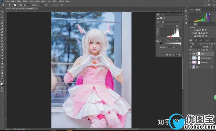粉色调，用PS把动漫cosplay人像调成嫩粉色_www.utobao.com