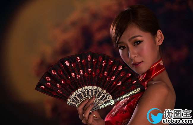 紫色调，调出淡紫色中国风少女图片_www.utobao.com