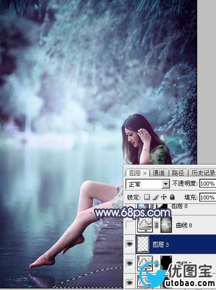 青蓝色，调出青蓝色人像效果照片_www.utobao.com