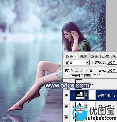 青蓝色，调出青蓝色人像效果照片_www.utobao.com