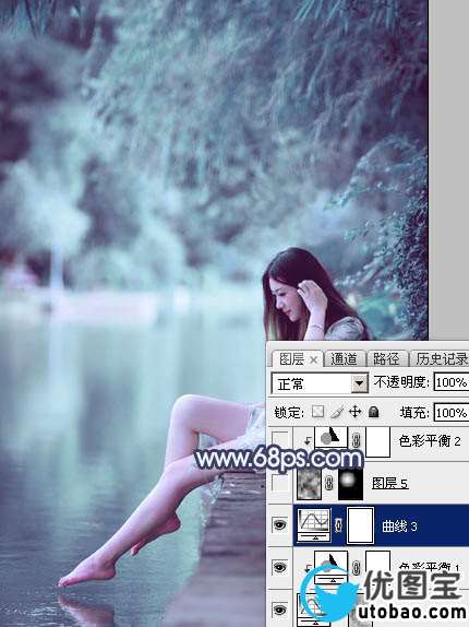 青蓝色，调出青蓝色人像效果照片_www.utobao.com