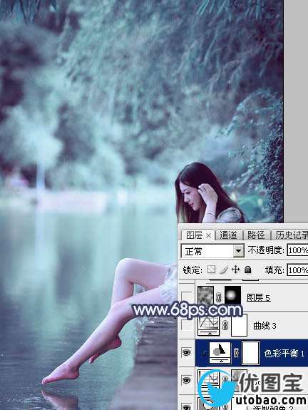 青蓝色，调出青蓝色人像效果照片_www.utobao.com