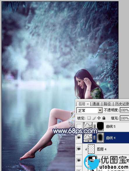 青蓝色，调出青蓝色人像效果照片_www.utobao.com