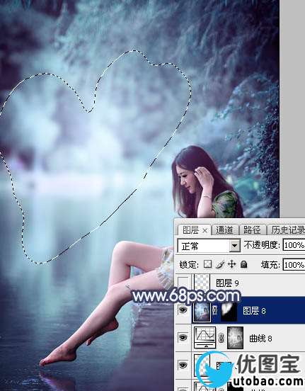青蓝色，调出青蓝色人像效果照片_www.utobao.com