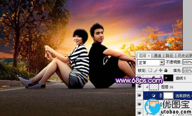 暗色调，调出紫红色的暗调晨曦照片效果_www.utobao.com