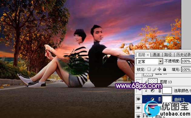 暗色调，调出紫红色的暗调晨曦照片效果_www.utobao.com