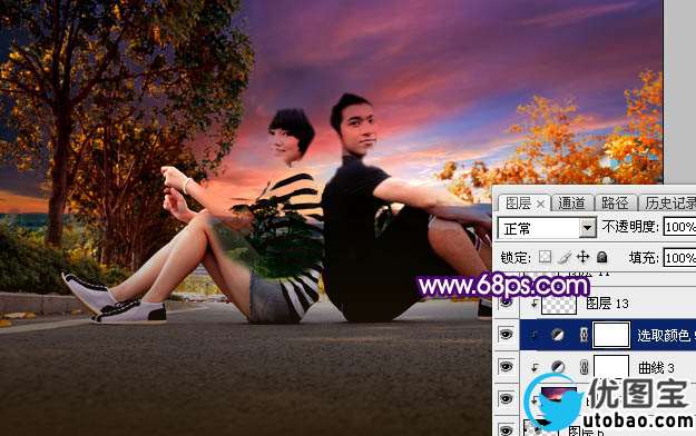 暗色调，调出紫红色的暗调晨曦照片效果_www.utobao.com