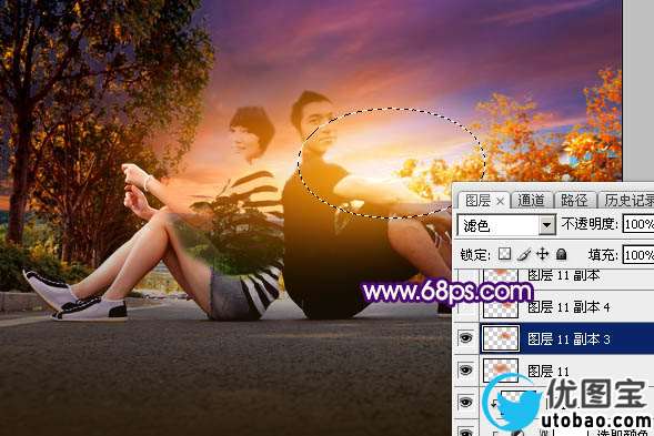 暗色调，调出紫红色的暗调晨曦照片效果_www.utobao.com