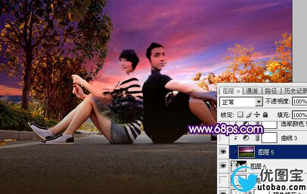 暗色调，调出紫红色的暗调晨曦照片效果_www.utobao.com