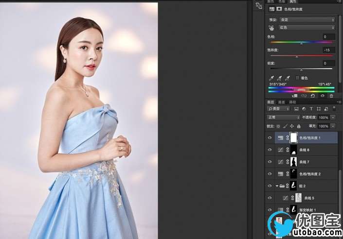 婚纱后期，室内婚纱如何修出自然真实效果的实例_www.utobao.com