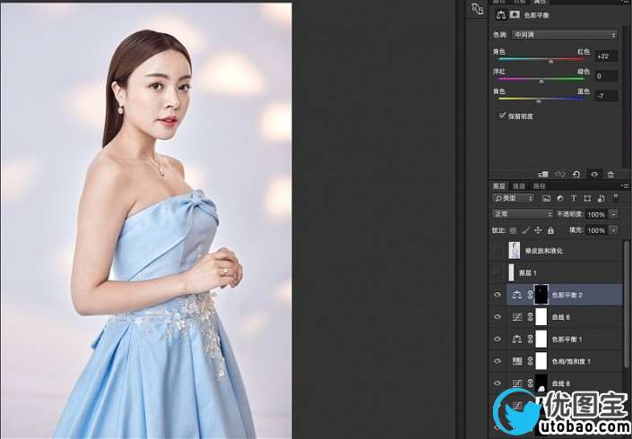 婚纱后期，室内婚纱如何修出自然真实效果的实例_www.utobao.com