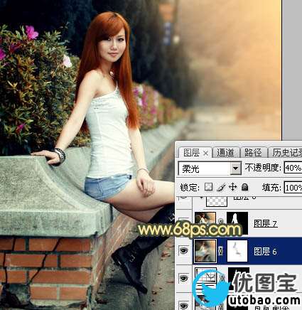 黄色调，ps制作霞光般的黄色调及光线教程_www.utobao.com