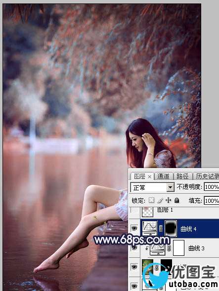 红色调，调出橙红色调人像照片_www.utobao.com