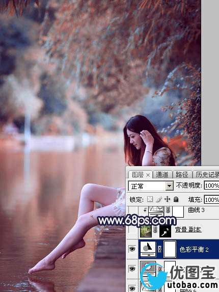 红色调，调出橙红色调人像照片_www.utobao.com