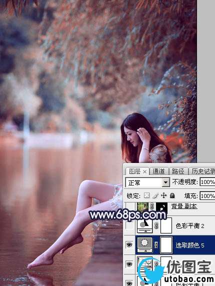 红色调，调出橙红色调人像照片_www.utobao.com