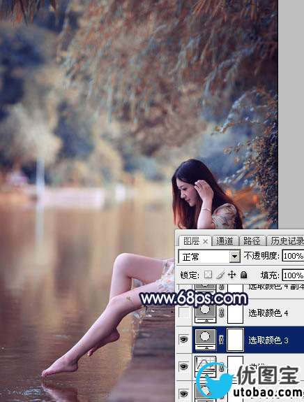红色调，调出橙红色调人像照片_www.utobao.com