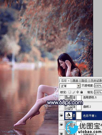 红色调，调出橙红色调人像照片_www.utobao.com