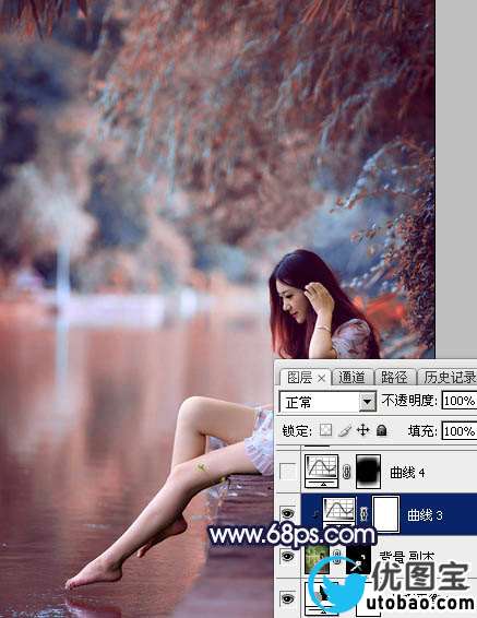 红色调，调出橙红色调人像照片_www.utobao.com