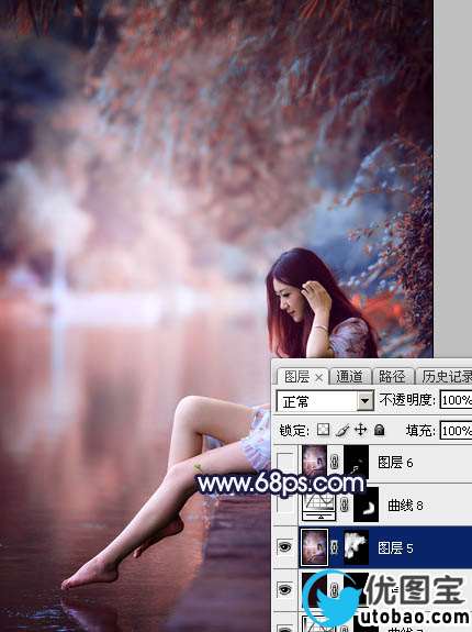 红色调，调出橙红色调人像照片_www.utobao.com