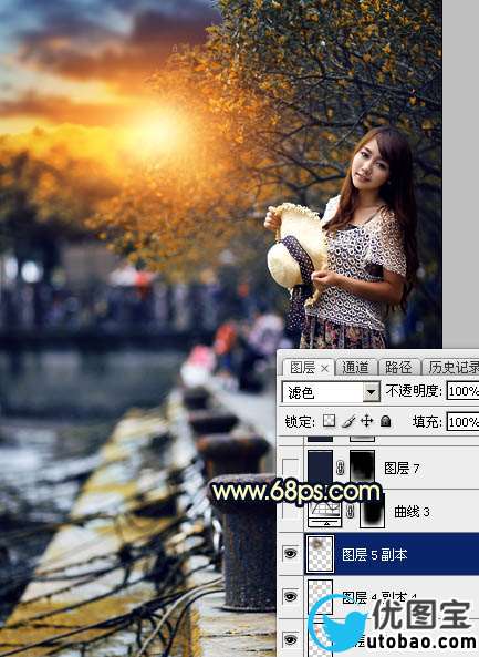 蓝黄色，PS制作蓝黄色的暗调霞光效果教程_www.utobao.com