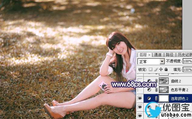 黄色调，ps调出秋天黄蓝色调照片实例_www.utobao.com