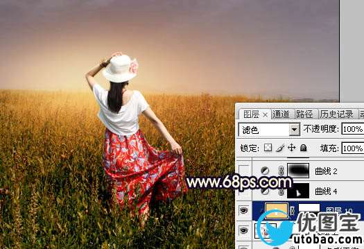 褐色调，给照片调出红褐色和加上晨曦光效_www.utobao.com