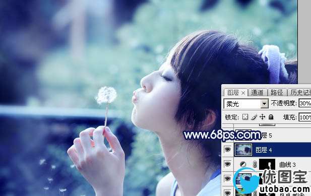 蓝色调，调出淡淡的青蓝色生活照片_www.utobao.com