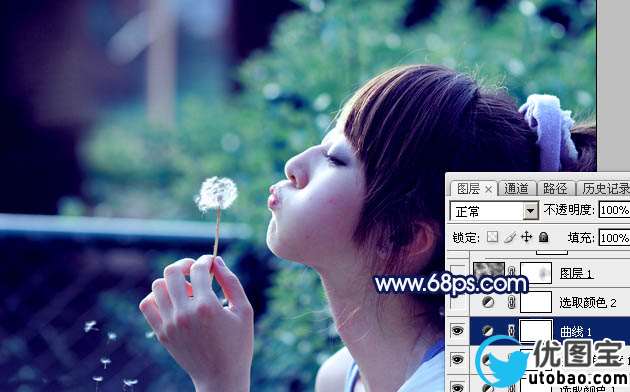 蓝色调，调出淡淡的青蓝色生活照片_www.utobao.com