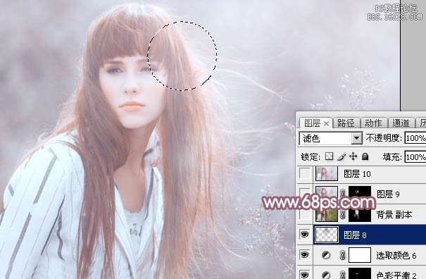 Photoshop给写真美女加上唯美的淡调蓝红色