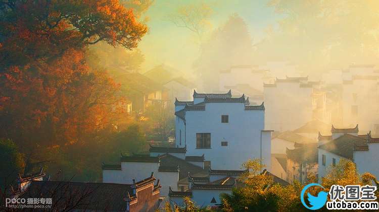 乡村风景,调出秋天黄色调乡村景色照片_www.utobao.com