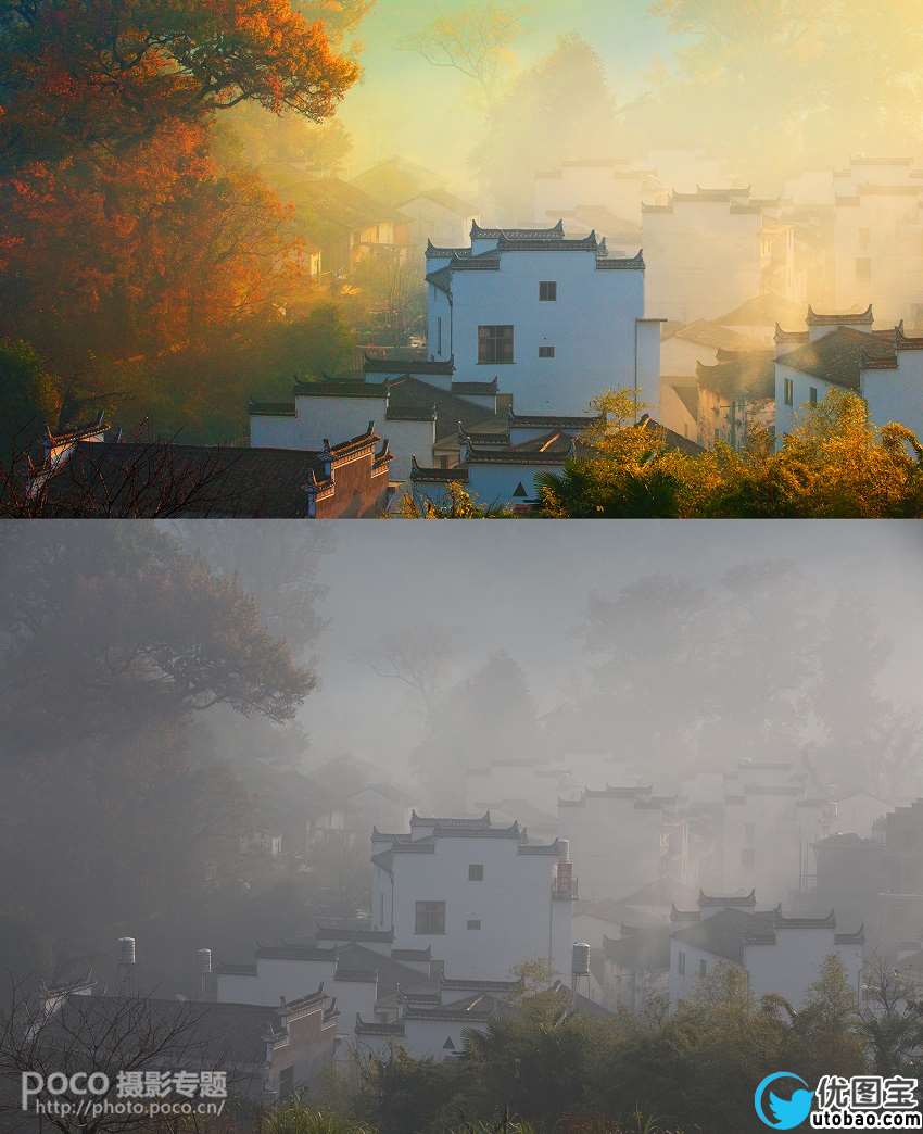 乡村风景,调出秋天黄色调乡村景色照片_www.utobao.com