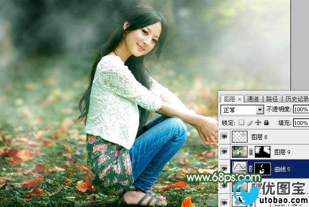 梦幻效果，打造青绿色梦幻人物图片_www.utobao.com