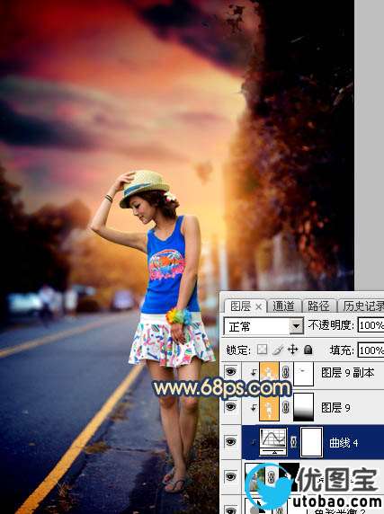 霞光效果，制作昏暗风格的霞光效果_www.utobao.com
