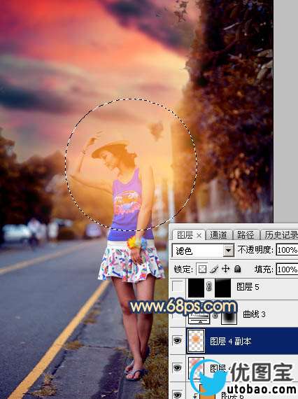 霞光效果，制作昏暗风格的霞光效果_www.utobao.com