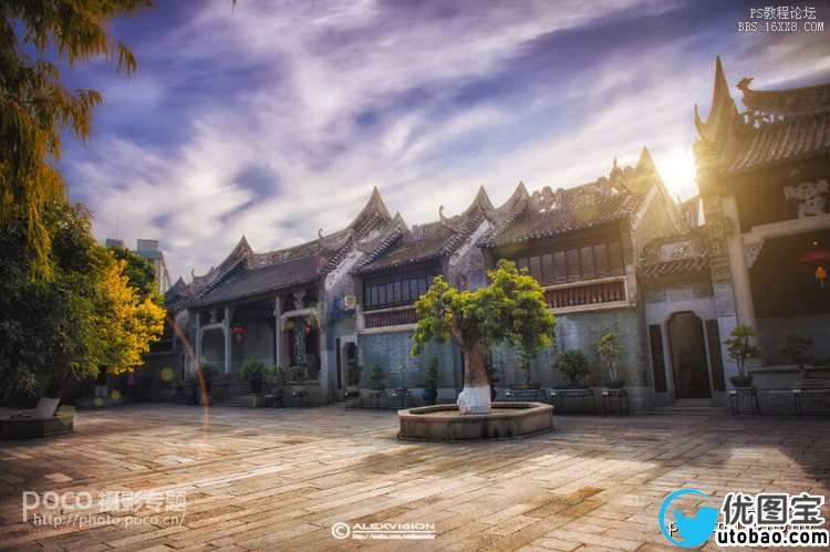 ps给风景照加云和调色实例_ps教程自学网(www.utobao.com) ps给风景照加云和调色实例