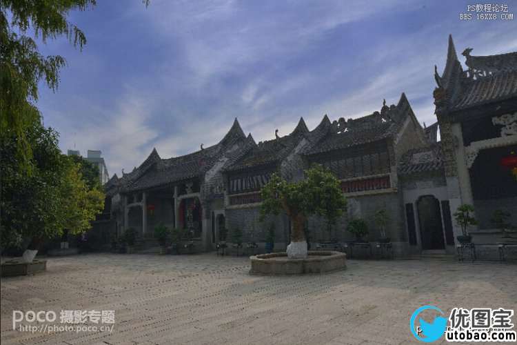 ps给风景照加云和调色实例_ps教程自学网(www.utobao.com) ps给风景照加云和调色实例