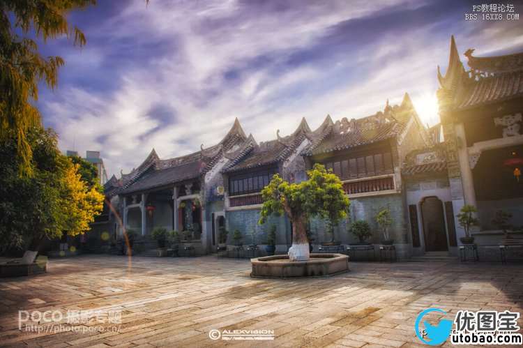 ps给风景照加云和调色实例_ps教程自学网(www.utobao.com) ps给风景照加云和调色实例
