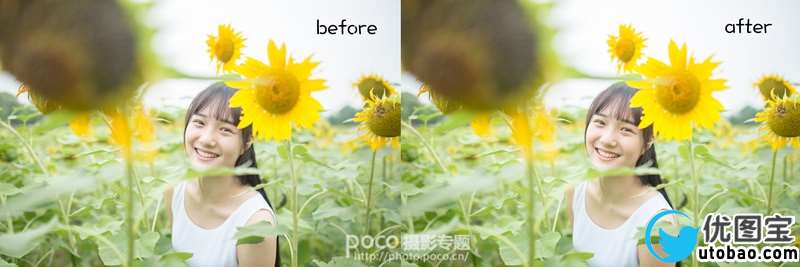 小清新,小清新的向日葵花园人像调色教程_www.utobao.com