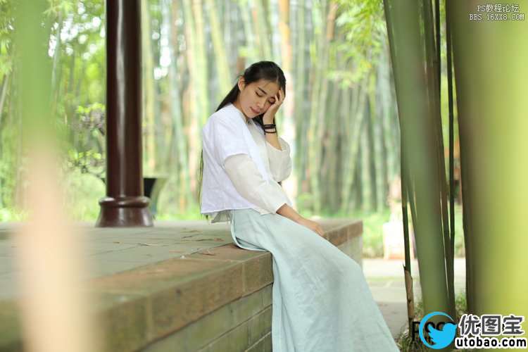ps调出偏冷色调的古风照片_ps教程自学网(www.utobao.com) ps调出偏冷色调的古风照片
