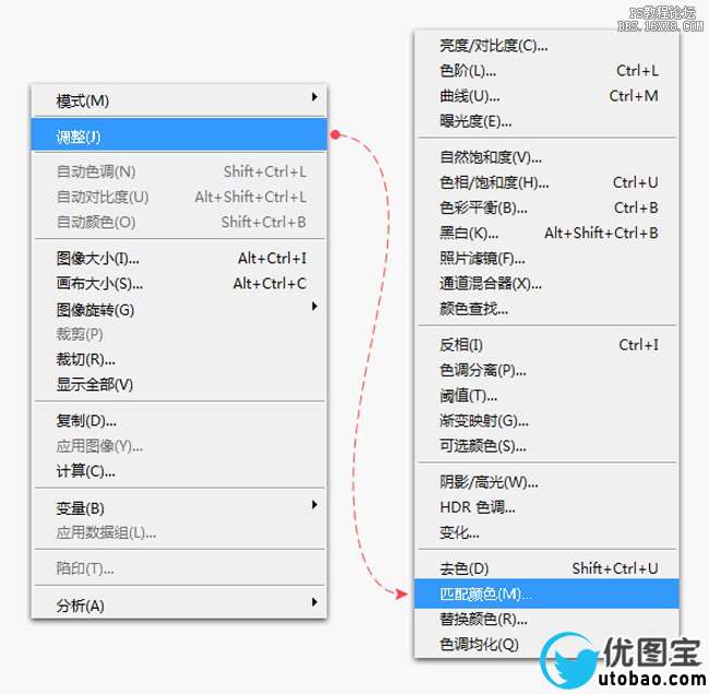 “匹配颜色”和“颜色查找”调色教程_ps教程自学网(www.utobao.com) “匹配颜色”和“颜色查找”调色教程