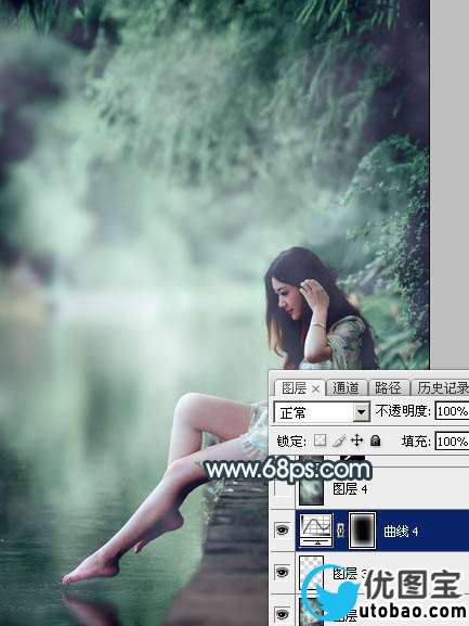 青绿色，调出有点古典味的青色调人像照片_www.utobao.com