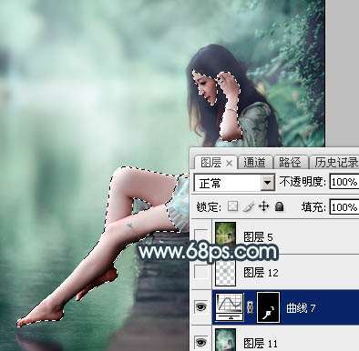 青绿色，调出有点古典味的青色调人像照片_www.utobao.com