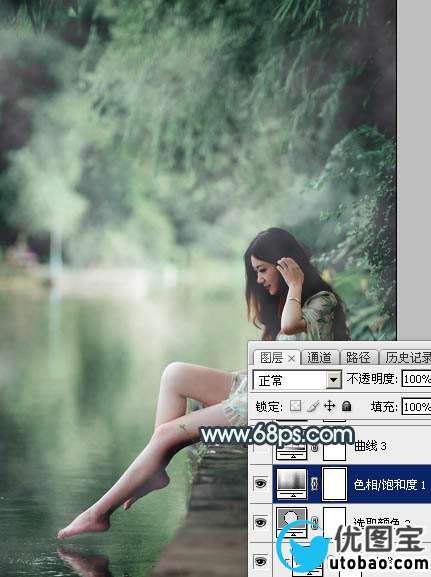 青绿色，调出有点古典味的青色调人像照片_www.utobao.com