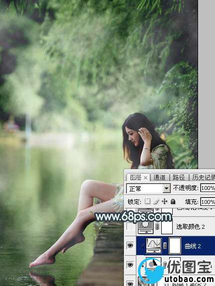 青绿色，调出有点古典味的青色调人像照片_www.utobao.com