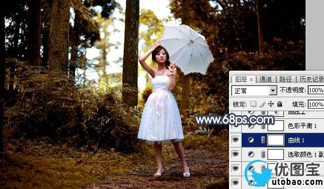霞光效果，给树林人物增加暗调霞光效果_www.utobao.com