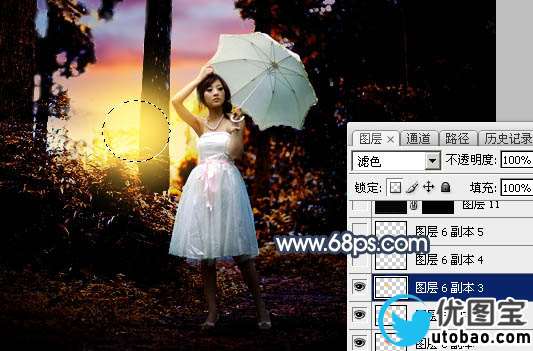 霞光效果，给树林人物增加暗调霞光效果_www.utobao.com