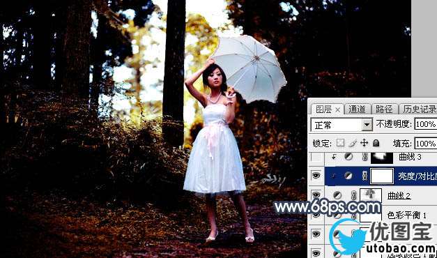 霞光效果，给树林人物增加暗调霞光效果_www.utobao.com