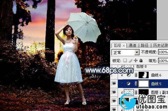 霞光效果，给树林人物增加暗调霞光效果_www.utobao.com