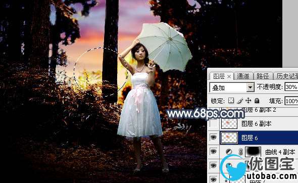 霞光效果，给树林人物增加暗调霞光效果_www.utobao.com